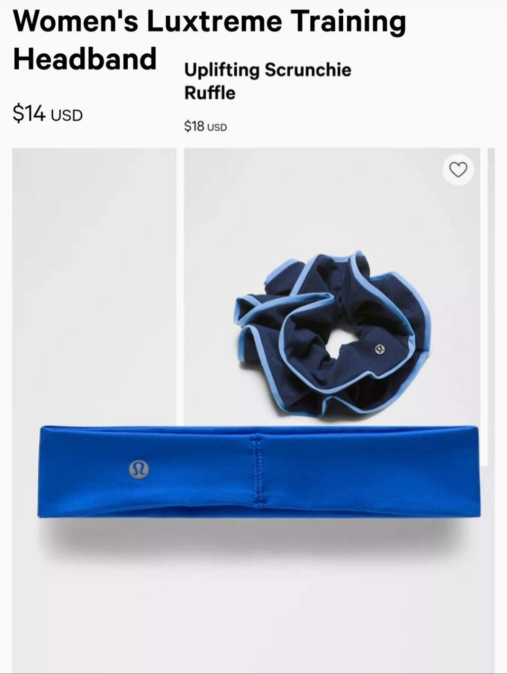 lululemon luxtreme training headband and uplifting scrunchie